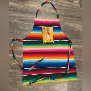 Mexican Sarape Apron • La Borracha Lotería • Colorful Folk Art • Made in Mexico